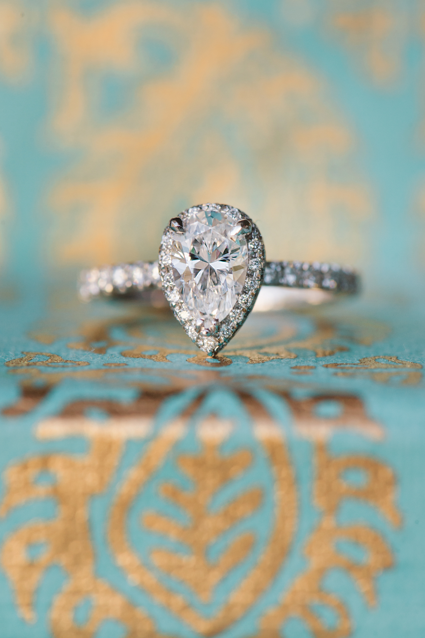 vintage inspired engagement ring pear shaped diamond