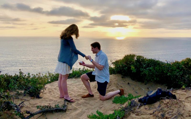 Proposal on the beach in Malibu