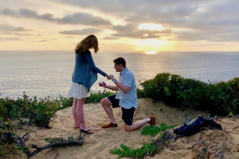 Proposal on the beach in Malibu