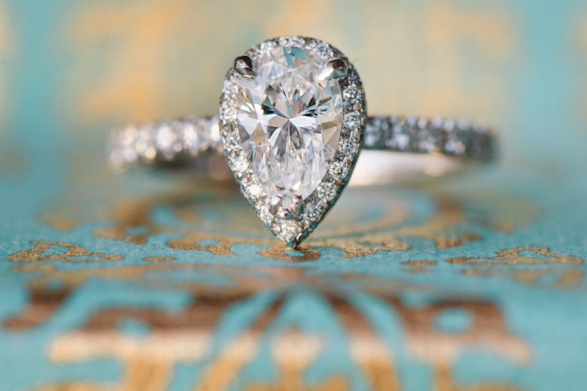 vintage inspired engagement ring pear shaped diamond