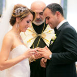 Bride and groom exchanging rings during a beautiful wedding ceremony