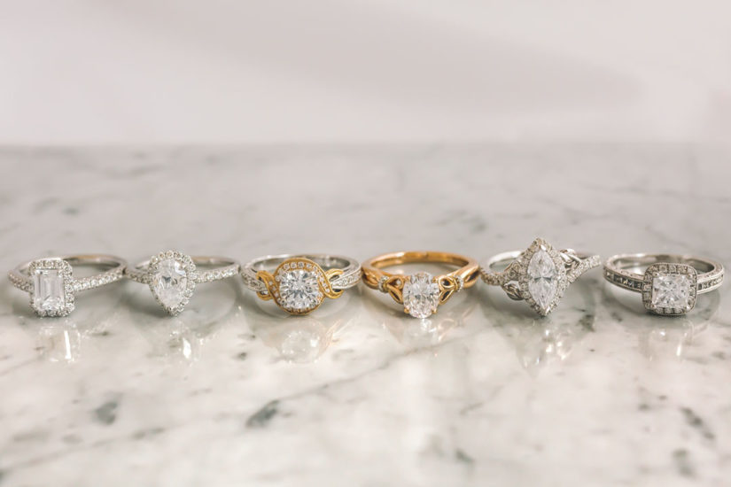 Kirk Kara wedding rings in white and yellow gold with diamonds