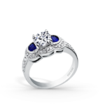 Platinum diamond and sapphire ring from Kirk Kara