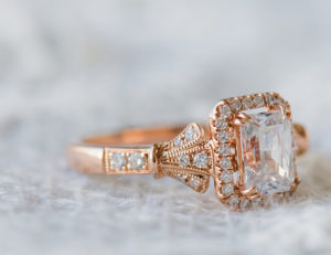 Kirk Kara rose gold engagement ring from the Lori Collection.